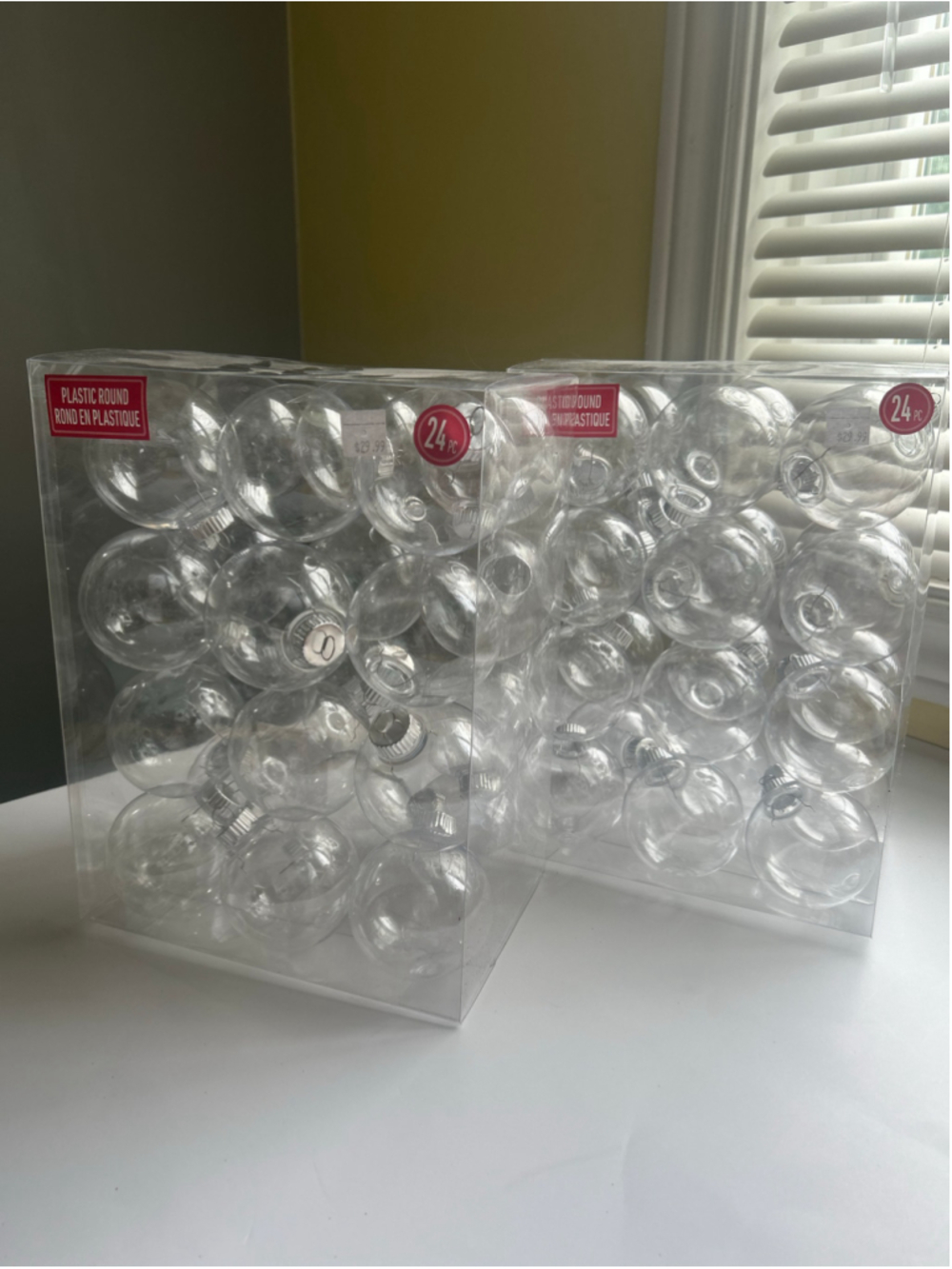 NEW 2 Sets Make Market Clear Plastic Round Ornaments 24-Piece Sets - Picture 3 of 6